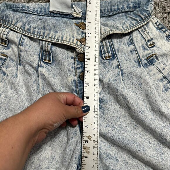 90s Retro  Vintage Acid Wash Fold Over Button Up High Rise Jorts Limited Express - Picture 5 of 7